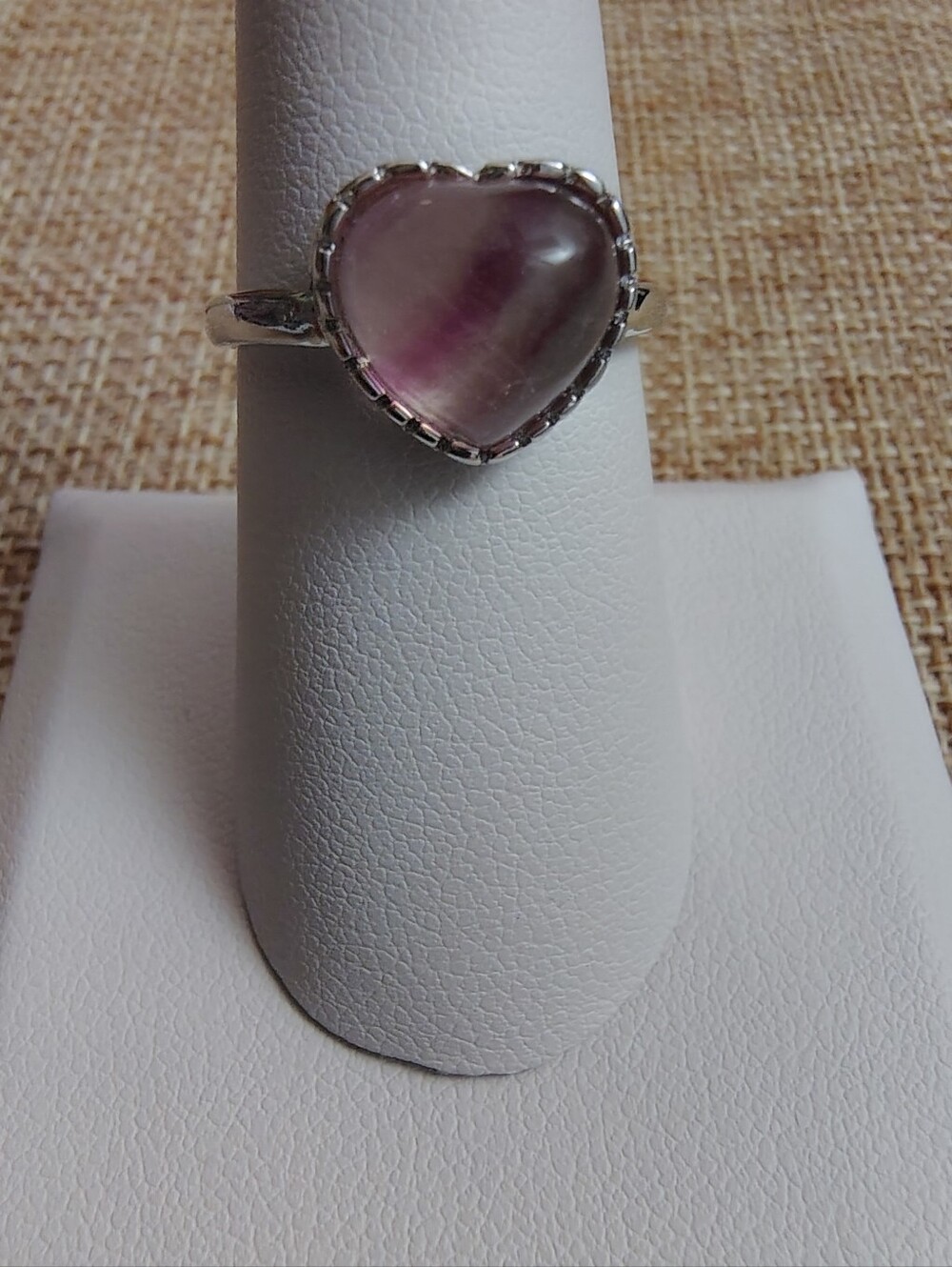 Heart-Shaped Fluorite Adjustable Ring